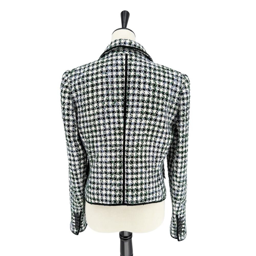 Veronica Beard Diego Dickey Jacket Black White Classic Plaid Tweed Blazer Size 8 - Picture 9 of 14